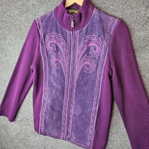 Vintage Bob Mackie Wearable Art Leather Embroidered Jacket‎
